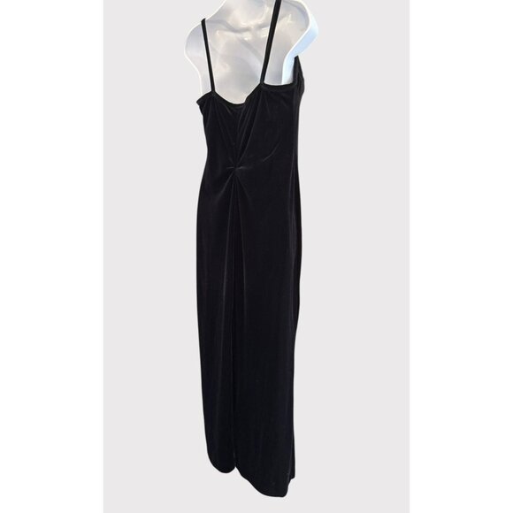 Vintage Social Circles Black Velvet Slip Maxi Dress Y2K Formal 8P Dark Academia - Picture 4 of 7